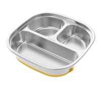 Assiettes divisées en acier inoxydable pour enfants - Plateaux alimentaires en métal sûrs et polyvalents avec 3 compartiments - Assiettes à ventouse réutilisables pour bébé - Faciles à