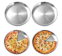 Assiettes en Acier Inoxydable 30cm, Lot de 4 Plats de Service en Inox Plateau, Assiettes de Camping en Acier Inoxydable, Plats Ronds en Acier Inoxydables, pour Cuisine, Camping, Salle à Manger