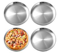 Assiettes en Acier Inoxydable 30cm, Lot de 4 Plats de Service, Plateau pour Camping, Cuisine, Salle à Manger - Ronds, Inox