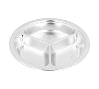 Assiettes en Acier Inoxydable avec 3 Compartiments, Assiette Plate Plateaux Alimentaires Ronds à Assiettes Divisées pour Enfants et Adultes, 22cm