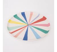 Assiettes en bambou réutilisables à rayures lumineuses Meri Meri, lot de 6, 2 tailles, lavables au lave-vaisselle. Assiettes en bambou réutilisab