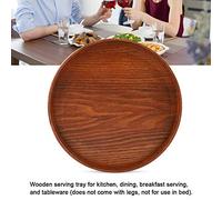 Assiettes en Bois, Plateau Décoratif en Bois, Plateau de Service en Bois, Plateau Rond en Bois pour café, thé, Collations, Desserts, Apéritif (21 * 21cm)