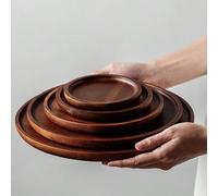 Assiettes en bois rustiques de 12,7 cm à 30,5 cm, plateaux en bois d'acacia massif, assiettes unicolore et classiques, faciles à nettoyer et légers, pour les repas, les desserts, les cadeaux de pendai