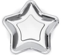 Assiettes en carton en forme d'étoile 23cm 6pcs argenté