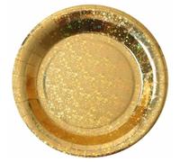 Assiettes en carton étincelantes métal Or - SANTEX 7189-3 - 22,5 cm de diamètre