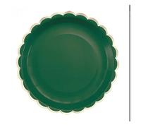 Assiettes en carton festonnées avec liseré or 23 cm - TIM & PUCE FACTORY - Vert - Enfant - Lot de 8