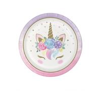 Assiettes en carton licorne fête de la licorne 8 pièces pastel-blanc 23 cm