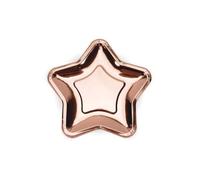 PartyDeco – Assiettes en carton Étoile Rose gold – Lot de 6, 18 cm