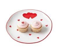 Assiettes en céramique de la Saint-Valentin pour le dîner | Vaisselle à motif cœur - Assiettes plates,Pour les occasions domestiques Couples Dîner romantique Douche nuptiale Anniversaire Thé