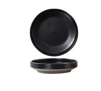 Assiettes en grès Noir Vintage Quiet Night, Assiettes Plates en céramique Multi-usages pour Petit-déjeuner, Salade, pâtes, en-Cas, Couleurs Mates, Salade de Fruits, légumes (25 cm)