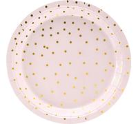 Assiettes en papier à pois, rose clair, 18cm, 6 pcs.