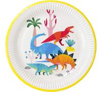 Assiettes En Papier Dinosaure - Sans Plastique ! Idéal Pour Les Fêtes D'anniversaire De Filles Ou De Garçons, Baby Shower Robuste Lot De 8, Dinoplates