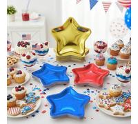 Assiettes en papier en forme d'étoile, assiettes jetables pour fête, vaisselle pentagonale robuste, convenant pour le 4 juillet, le Memorial Day, le Veterans Day, les anniversaires, etc. Papetier
