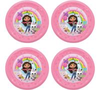 Assiettes Gabbys Dollhouse en plastique, 4 pièces, s, vaisselle de fête pour anniversaire ou fête à thème
