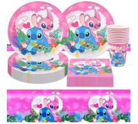 Assiettes Jetables - Lilo Stitch - Kit Vaisselle Anniversaire - 10 Assiettes - 10 Gobelets - 10 Serviettes