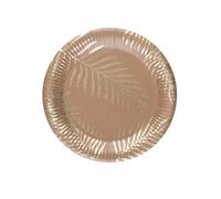 Assiettes Kraft Palmier Or 23 cm - Jaune - Marron - Or - Lot de 8