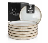 Assiettes plates Assiettes Service de Table Céramique en Grès de Qualité - Fait à la main - 6 pièces ∅ 26 cm-Résistant-va au lave-vaisselle micro-ondes - Vaisselle et arts de la table-beige