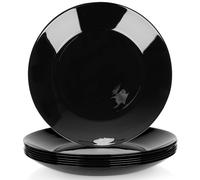 Assiettes plates creuses en verre noir 25,5 cm 6 pièces.