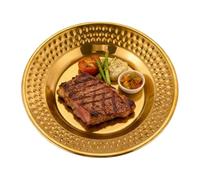 Assiettes plates en acier inoxydable - 24 x 3 cm, assiettes de salle à manger avec plateau poli comme miroir, assiettes en métal pour | Vaisselle durable pour étudiants en famille, adultes