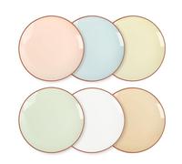 Assiettes Plates Grande Assiette Plate - Lot de 6 Assiettes à Dîner aux Teintes Bonbon - Set Assiette Ceramique Colorées - Ensemble Assiette Grand pour Servir Salade | Steak | Spaghetti - 25,3 cm