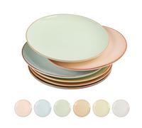 Assiettes Plates Grande Assiette Plate - Lot de 6 Assiettes à Dîner aux Teintes Bonbon - Set Assiette Ceramique Colorées - Ensemble Assiette Grand pour Servir Salade | Steak | Spaghetti - 25,3 cm