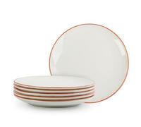 Assiettes Plates Grande Assiette Plate - Lot de 6 Assiettes à Dîner - Set Assiette Ceramique Minimalistes - Ensemble Assiette Grand pour Servir Salade | Steak | Spaghetti - 25,3 cm - Blanc