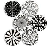 Assiettes Plates Porcelaine Noir - Grande Assiette Plate Ceramique de Table - Assiettes Design Moderne à Dîner - Lot de 6 Assiette Noire et Blanc 25 cm - Passe au Lave Vaisselle et Micro Onde