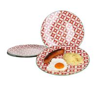 Assiettes plates - Ritzenhoff & Breker - Makina - Set de 4 pièces - Porcelaine - Vintage rouge et blanc