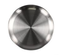 Assiettes plates rondes en acier inoxydable pour petit déjeuner et camping, argenté, diamètre 14/17/20/23/26 cm, passe au lave-vaisselle, design moderne (26 cm)