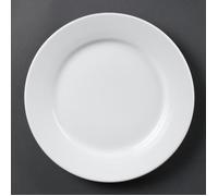 Assiettes porcelaine à bord large blanches Olympia 250(à)mm - Lot de 12