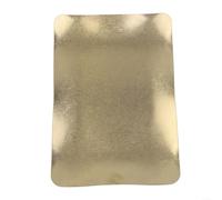 Assiettes rectangulaires en acier inoxydable avec motif ondulé unique, passent au micro-ondes et conçues pour servir des desserts et des grillades dans les restaurants (28 x 19 cm, doré)