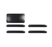 Assiettes Rectangulaires En Céramique, Lot De 4 Assiettes Plates, Correspondance Créative Des Couleurs, Fond Antidérapant Et Pratique, Passe Au Lave-Vaisselle Et Au Four Micro-Ondes,Noir