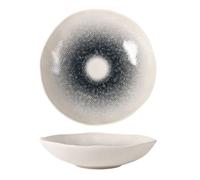 Assiettes rondes de 12 pièces EMA, Plat de présentation creuses pour soupe entrées et desserts en porcelaine décorée