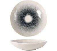 Assiettes rondes de 12 pièces EMA, Plat de présentation creuses pour soupe entrées et desserts en porcelaine décorée - diamètre 21 x Hauteur 5 cm - VISIODIRECT - G
