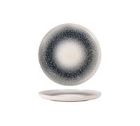Assiettes rondes de 6 pièces EMA, Plat de présentation plates pour viande, entrées et desserts en porcelaine décorée - diamètre 25 x Hauteur 2,5 cm -