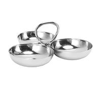 Assiettes Rondes Divisées en Acier Inoxydable, Assiette à Dîner avec Plateau Divisé à 3 Compartiments, Plateau de Service pour Buffet Alimentaire pour Fruits, Collations, Salades, Noix(Anneau)