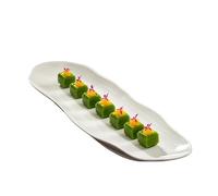 Assiettes Service de Table Assiette occidentale longue en céramique blanche pure créative, for gâteau d'hôtel, plat de dim sum, vaisselle de cuisine de restaurant, plateau à desserts Assiette(A)
