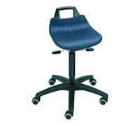 STIER Assis-debout à roulettes hauteur d';assise 520-710 mm, assise en PU, avec poignée, noir, forme ergonomique, réglage en hauteur, chaise d'atelier