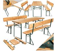 tectake® Ensemble de Table Pliante Exterieur et 2 Banc en Bois de Brasserie avec Dossier Salon de Jardin Pliable & Peu encombrant Mobilier de Jardin pour Pique Nique Barbecue Mariage Anniversaire