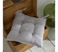 TODAY Lot De 4 Galettes De Chaises Carré Constance en Coton avec Broderie Coeur - Gris - 40 X 40 Cm