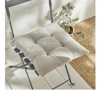Today - Assise matelassée CHARME - Chambray et petite broderie Berenice - 40 x 40 cm