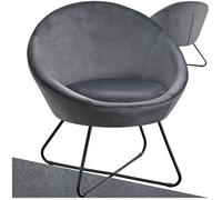 Assise - TECTAKE - Fauteuil cocktail CENTERA en acier à l'aspect velours - Anthracite