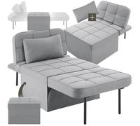 Assise - TECTAKE - Fauteuil de relaxation PONTO en polyuréthane 4 en 1 réglable sur 6 hauteurs - Gris clair