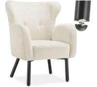 Assise - TECTAKE - Fauteuil VÄNERSBORG rembourré avec tissu bouclé accoudoirs larges et grand dossier