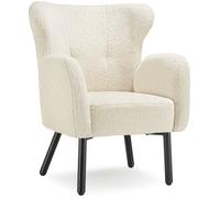 Assise - TECTAKE - Fauteuil VÄNERSBORG rembourré avec tissu bouclé accoudoirs larges et grand dossier ergonomique - Beige