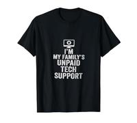 Assistance Technique Non rémunérée, Blague Amusante sur Un Nerd Informatique Familial T-Shirt Graphique avec Valeur, Homme, Noir, L