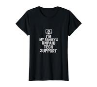 Assistance Technique Non rémunérée, Blague Amusante sur Un Nerd Informatique Familial T-Shirt Graphique avec Valeur, Femme, Noir, L