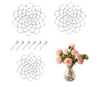 Assistant d'arrangement floral - Améliorez vos compétences en composition florale avec des aides à l'arrangement floral argentées (3 pièces + 6 clips) pour une répartition homogène des fleurs et évite
