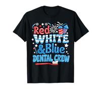Assistant Dentaire d'équipage Dentaire Rouge, Blanc, Bleu, 4 Juillet T-Shirt