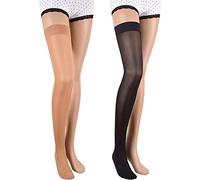 ASSISTICA® Bas de Contention Médicaux avec Bande en Silicone, 23-32 mmHg Bas de Compression à Bout Fermé de Classe 2 pour Hommes et Femmes (L, 158-170 cm, Noir)